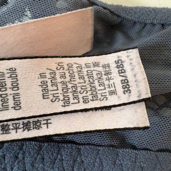 Victorias Secret Body By Victoria Lace Bra 38B Blue Mesh Lined Demi Adjustable - Picture 11 of 16